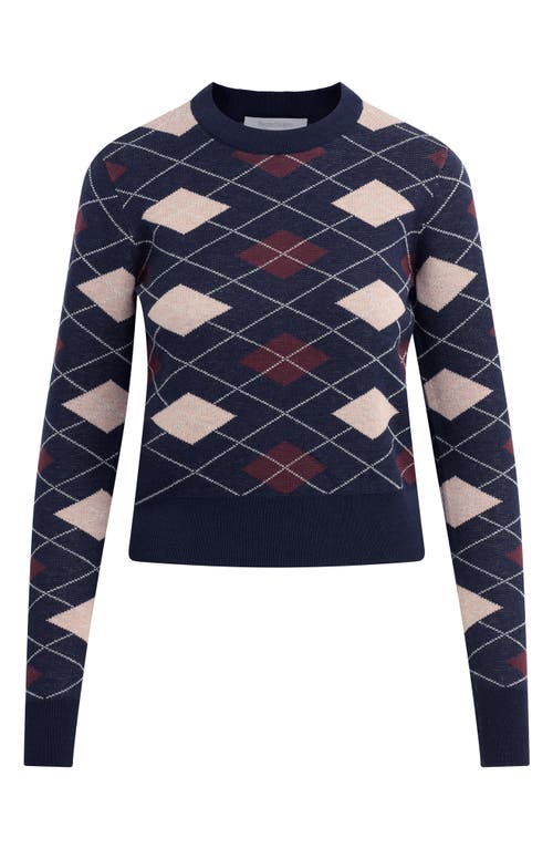 Favorite Daughter The Henry Argyle Crewneck Sweater In Blue