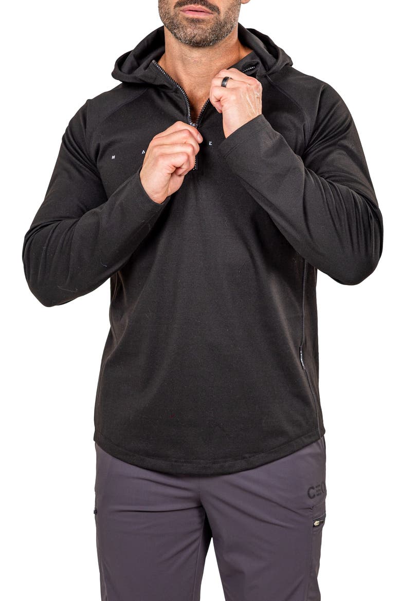 Performance Athletic Quarter Zip Hoodie, Alternate, color, BLACK