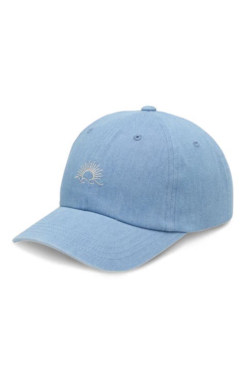 Embroidered Denim Peak Hat
