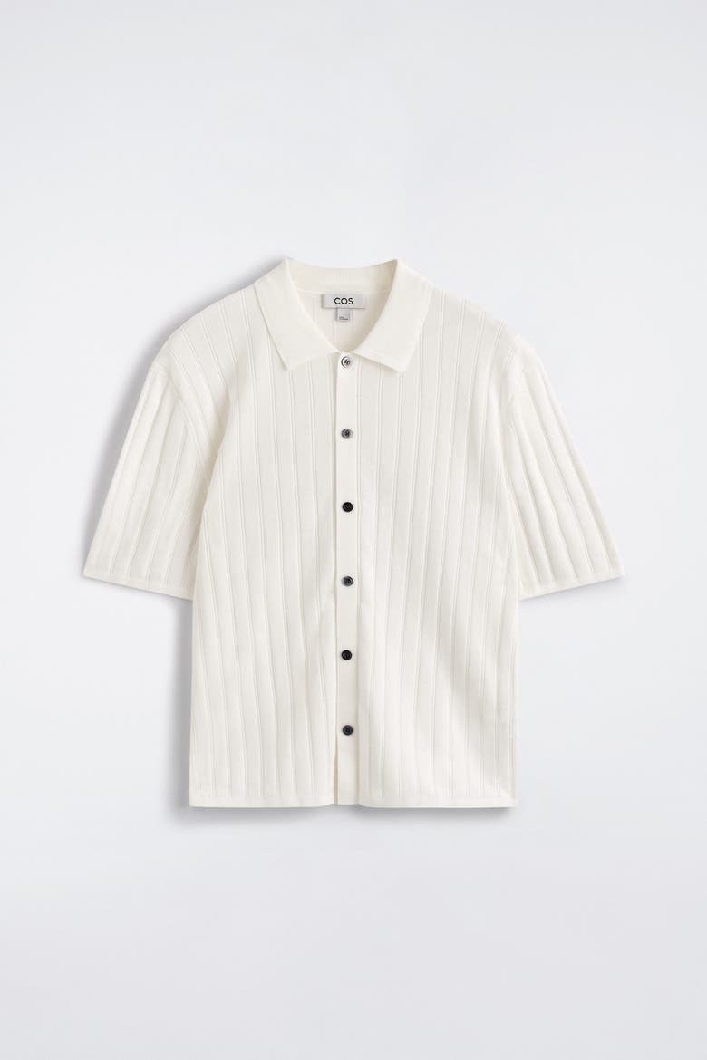 Ribbed-knit Cotton Shirt, Alternate, color, WHITE