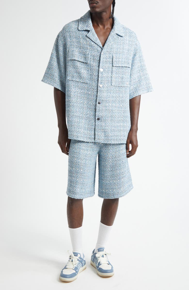 AMIRI Bouclé Bermuda Shorts, Alternate, color, Ashley Blue