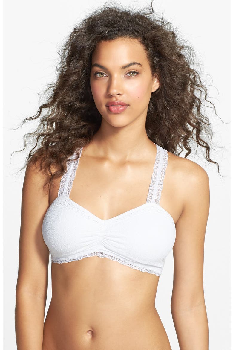 Crochet Racerback Seamless Bralette, Main, color, WHITE