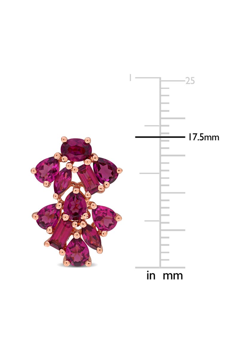 Gemstone Floral Cluster Drop Earrings, Alternate, color, Rhodolite/Rose-Plated
