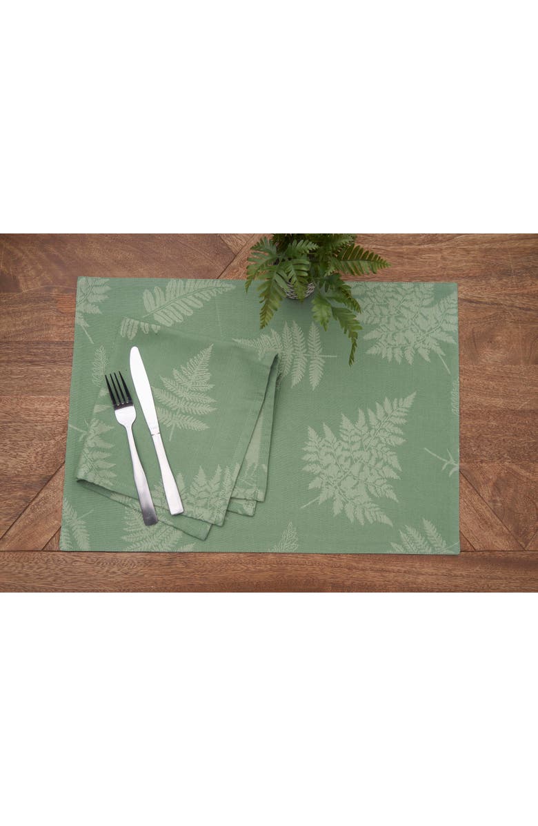 C&F Home Botanical Fern Jacquard Reversible Machine Washable Jacquard Placemats Set of 6, Alternate, color, Green
