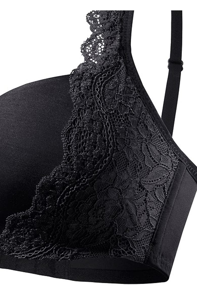 LASCANA Women's Lace Detail Seamless T-Shirt Bra, Alternate, color, Black