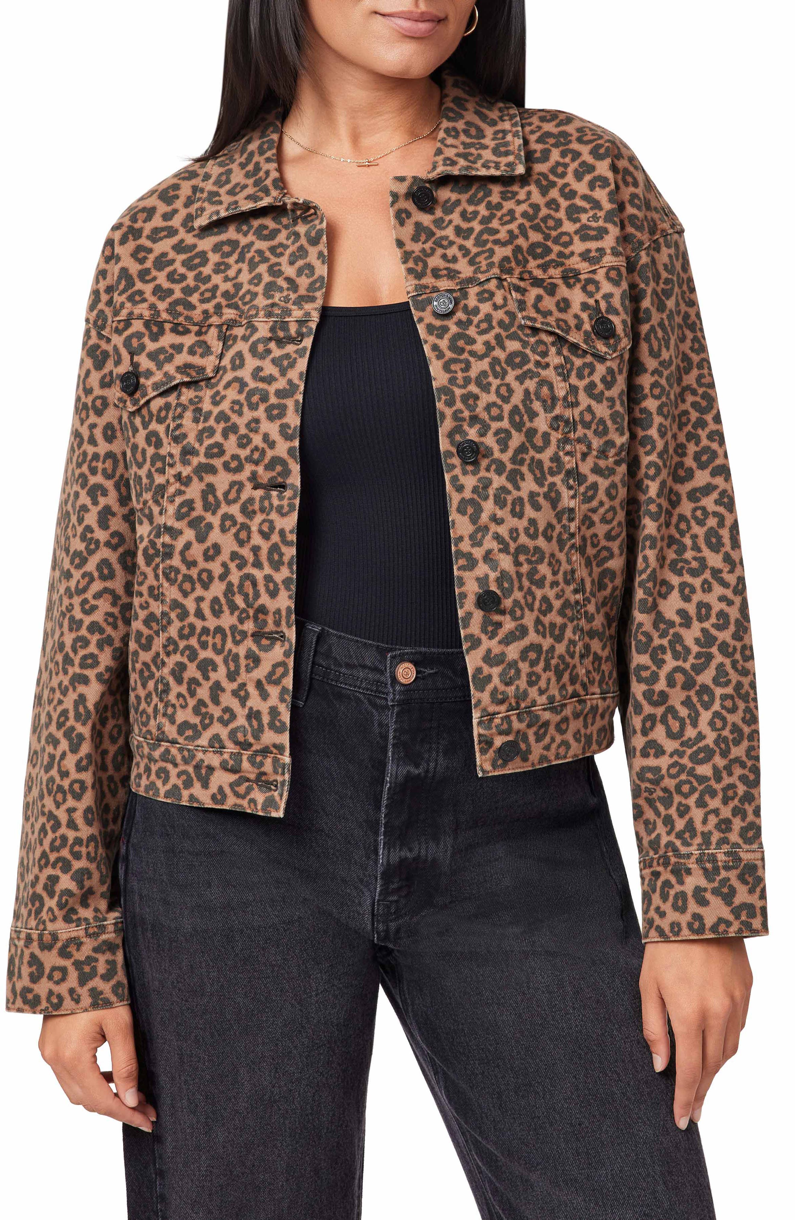 Scotch & Soda Leopard Print Oversized Crop Denim Jacket