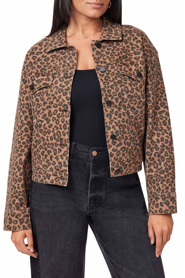 Leopard Print Oversized Crop Denim Jacket (Women) | Nordstromrack