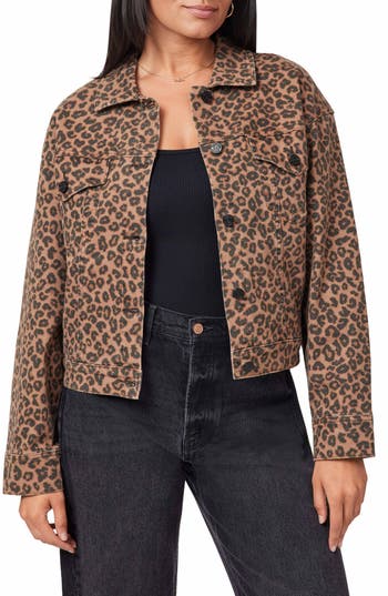 Scotch & Soda Leopard Print Oversized Crop Denim Jacket In Multi