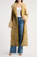 Free People Pyre Embellished Faux Fur Detail Crushed Velvet Jacket