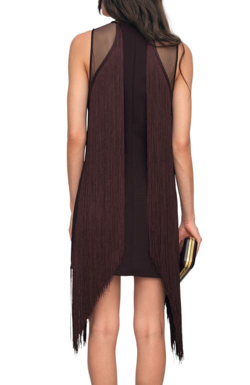 Reiss Farrow Fringe Sleeveless Minidress In Brown