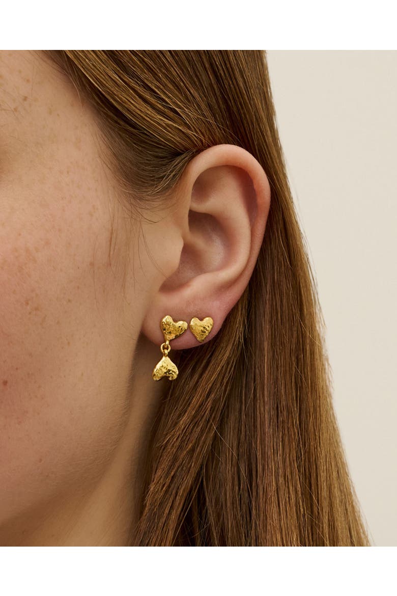 Hammered Heart Studs, Alternate, color, Gold
