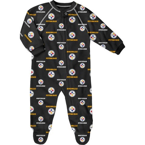 Infant Black Pittsburgh Steelers Allover Print Raglan Full-Zip Jumper