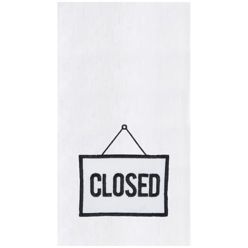 C & F Home C&f Home Open/closed Typography Phrases Embroidered Reversible Kitchen Hand Towel In White
