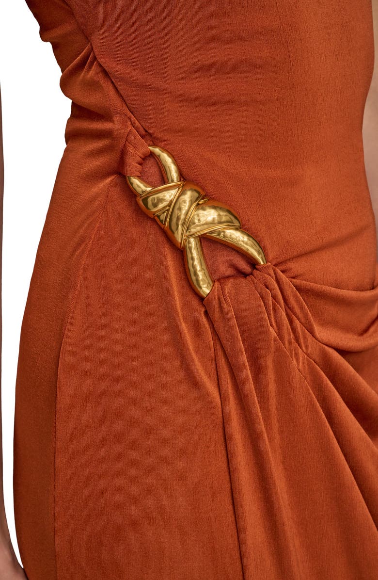 Donna Karan New York One-Shoulder Stretch Jersey Gown, Alternate, color, Cinnamon