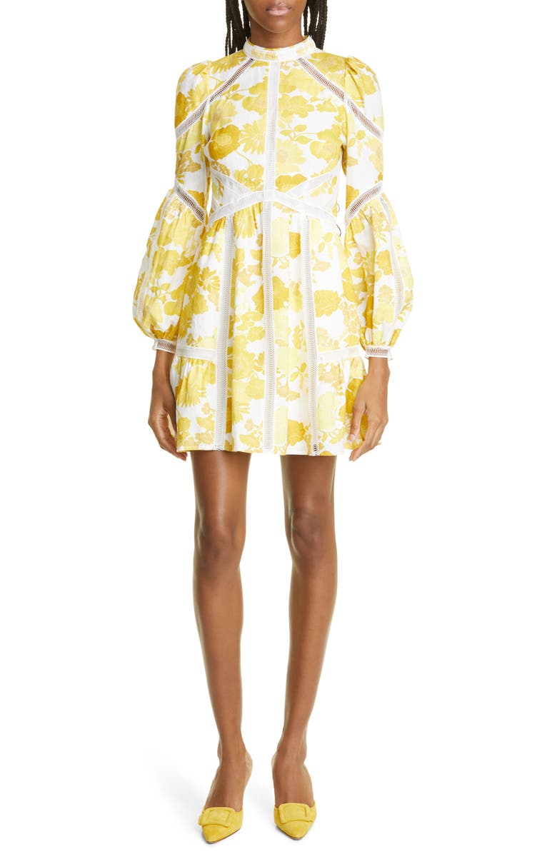 Ted Baker London Cornila Long Sleeve Linen Minidress, Main, color, 