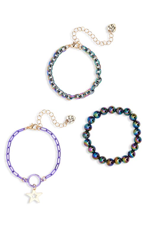 Ruby & Ry Kids' Set of 3 Charm Bracelets in Gold Multi 