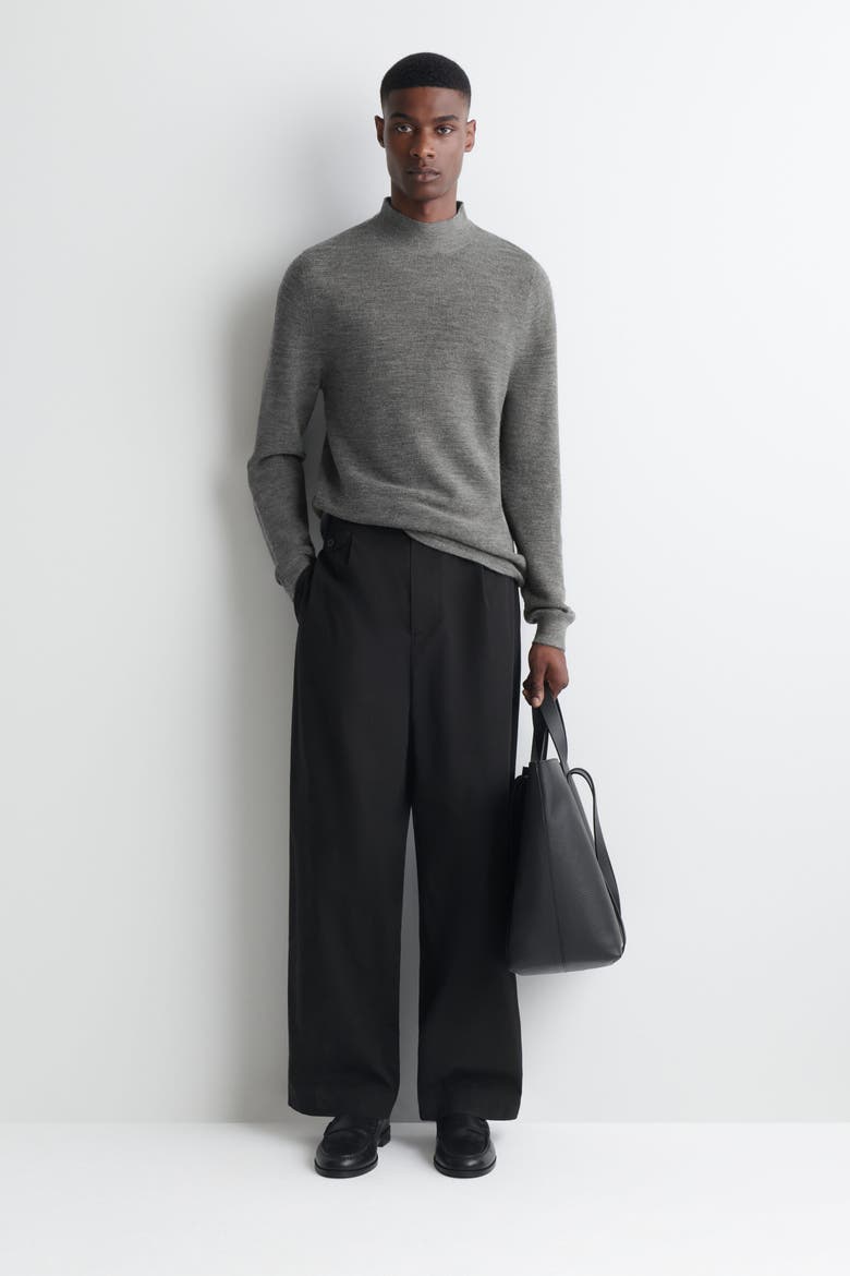 Wool Mock-Neck Sweater, Alternate, color, GRAY
