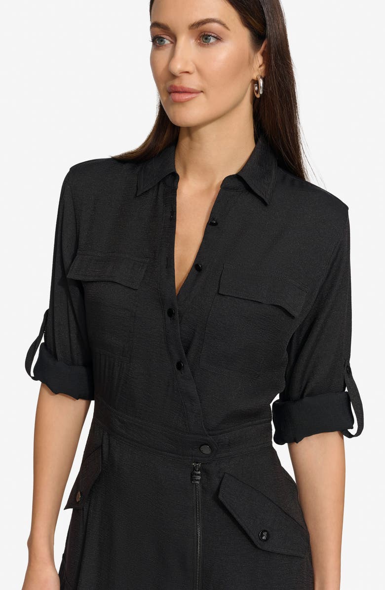 DKNY Cargo Midi Dress, Alternate, color, Black