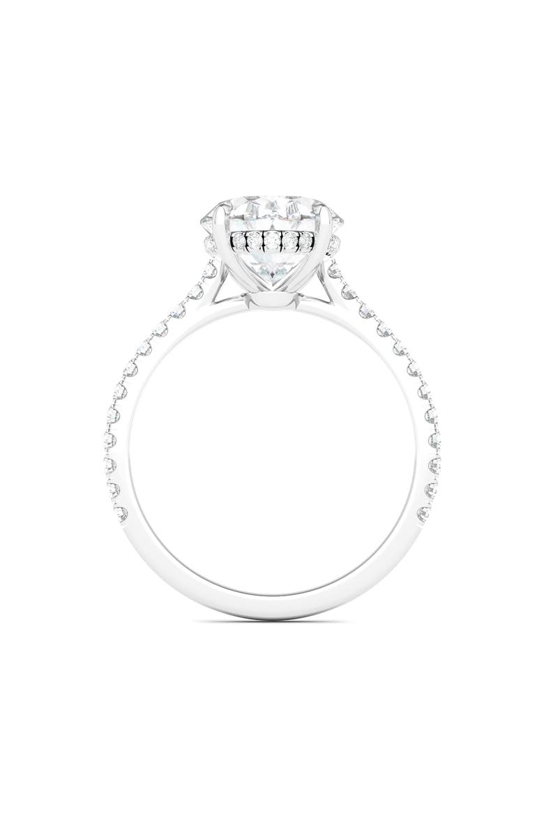 18K White Gold Oval Cut & Pavé Lab Created Diamond Ring - 2.50 ctw, Alternate, color, 18K WHITE GOLD
