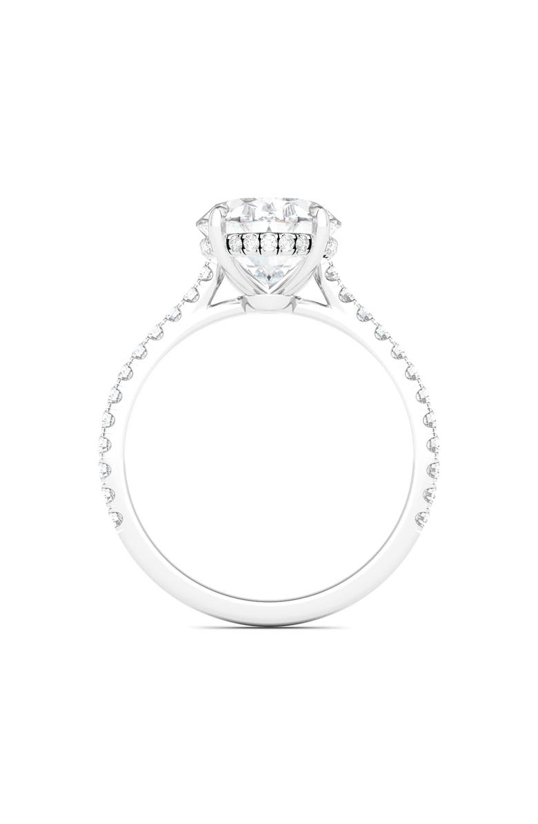 HauteCarat Oval Cut Pavé Lab Created Diamond Ring, Alternate, color, 2.00 Ctw 18K White Gold