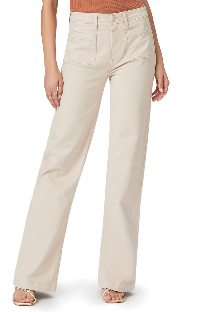 PAIGE Leenah High Waist Wide Leg Jeans, Main, color, Soft Beige