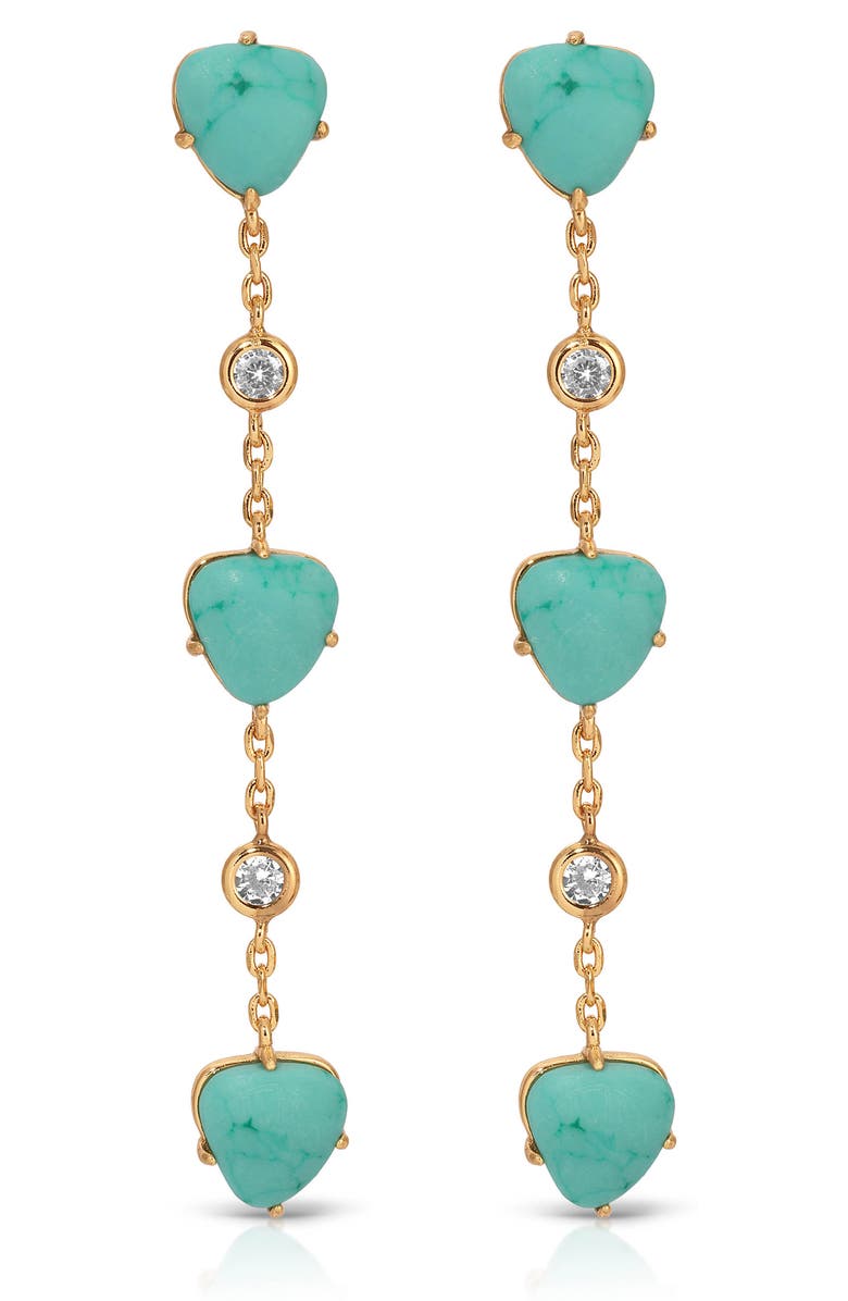 Ettika Reconstituted Turquoise Drop Earrings, Alternate, color, Turquoise