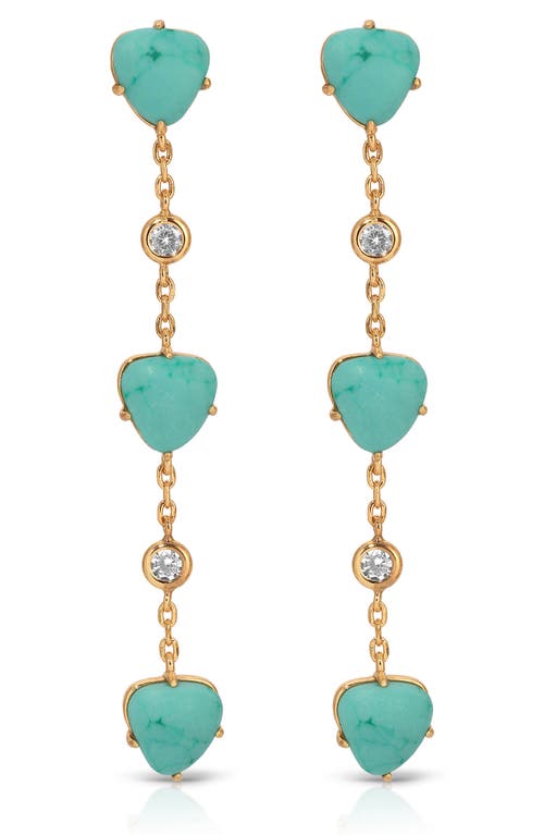 Ettika Reconstituted Turquoise Drop Earrings In Gold