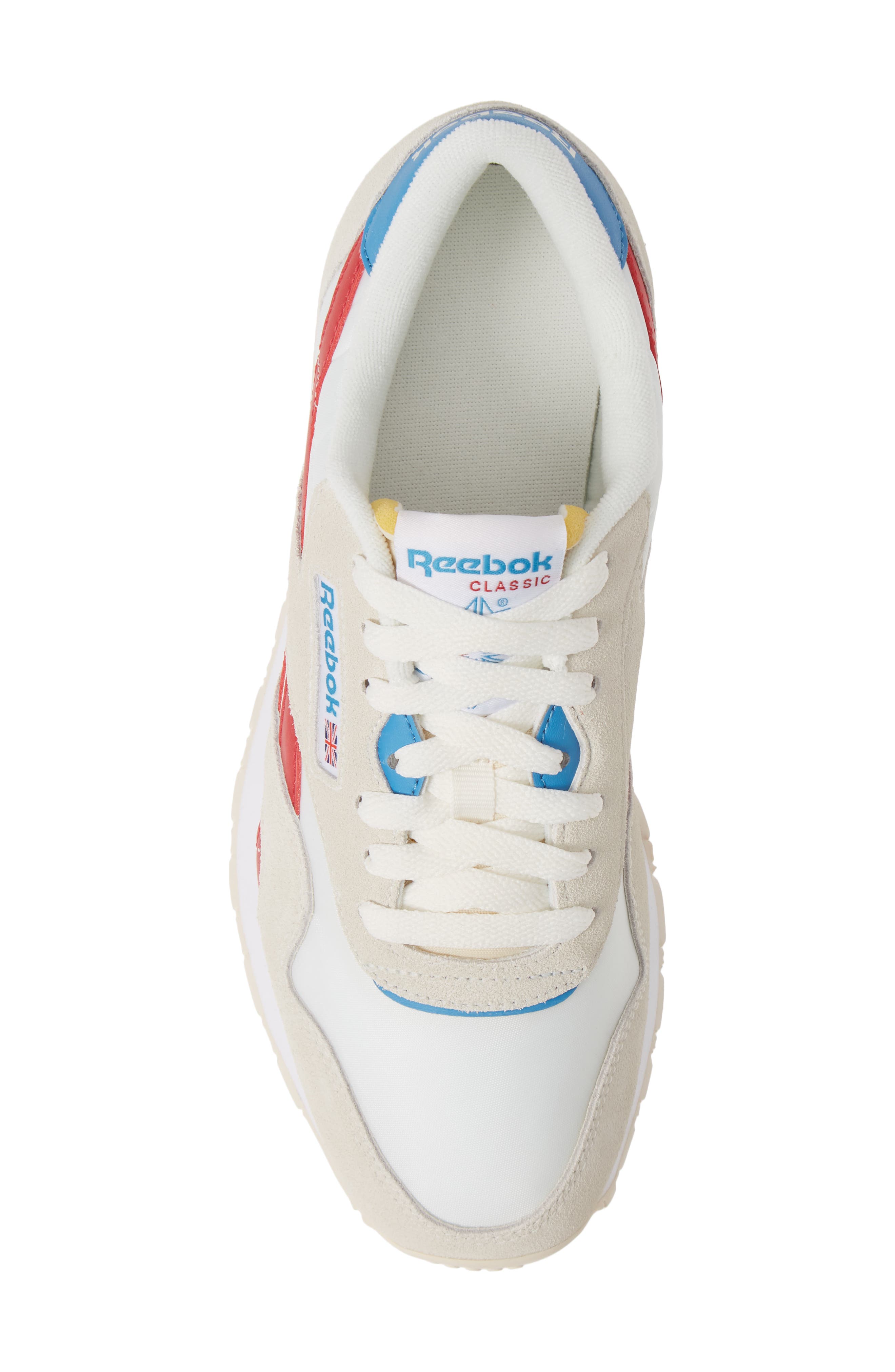 Classic Nylon Sneaker, Alternate, color, CHALK/ SCARLET/ CYAN/ WHITE
