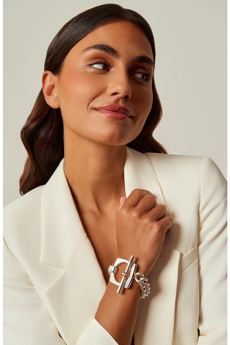 Aldaba Chain Bracelet, Alternate, color, Silver