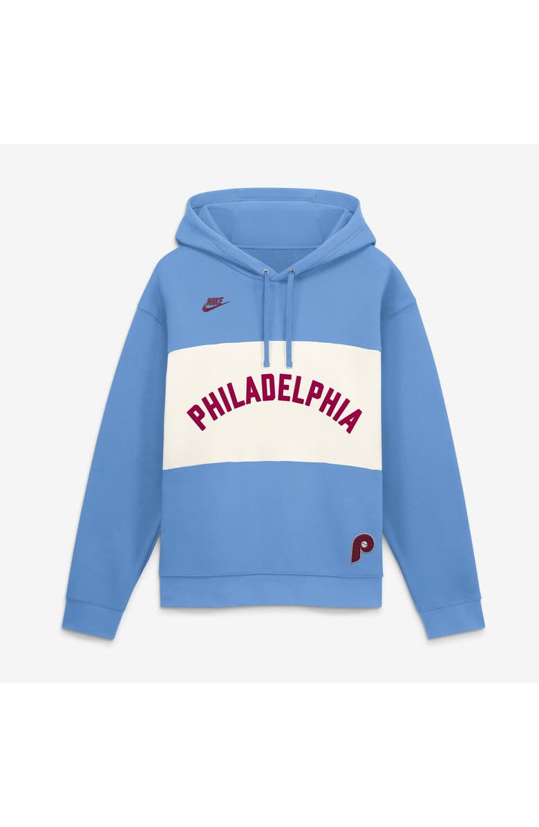Nike Men's Nike Light Blue Philadelphia Phillies '80s Cooperstown Collection Legacy Color-Block Hoodie, Alternate, color, Light Blue
