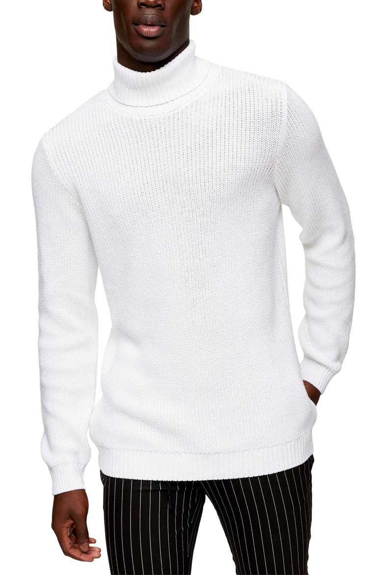 Turtleneck Sweater, Main, color, WHITE
