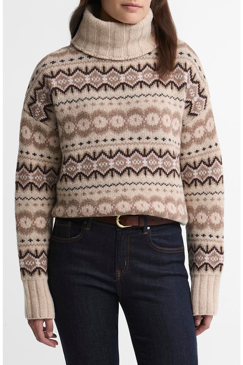 Helen Fair Isle Wool Blend Turtleneck Tunic Sweater, Main, color, BIRCH MULTI