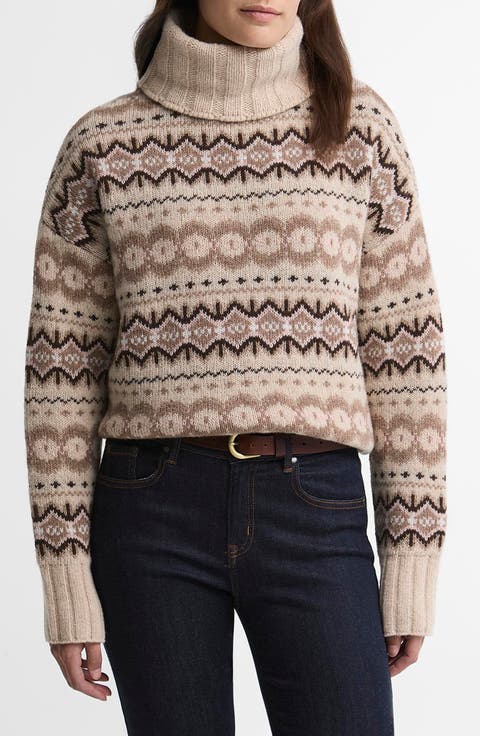 Helen Fair Isle Wool Blend Turtleneck Tunic Sweater