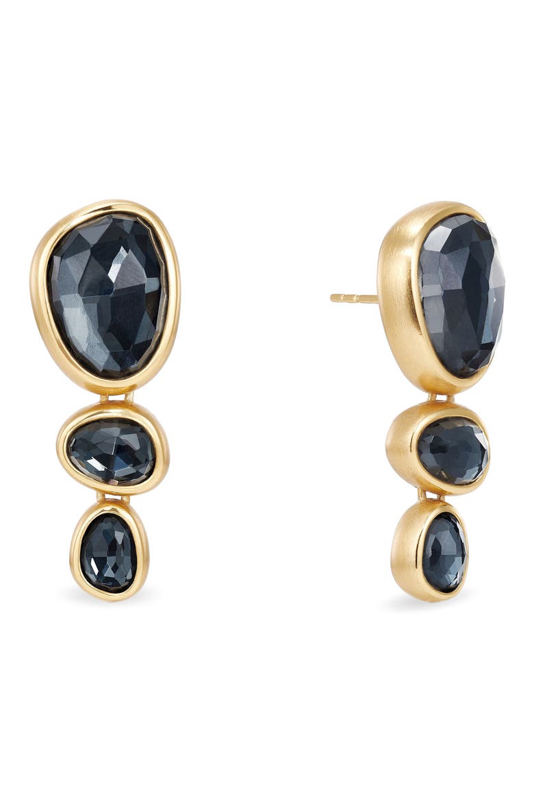 Cala Hematite Doublet Statement Earrings, Main, color, IRIDESCENT HEMATITE/ GOLD