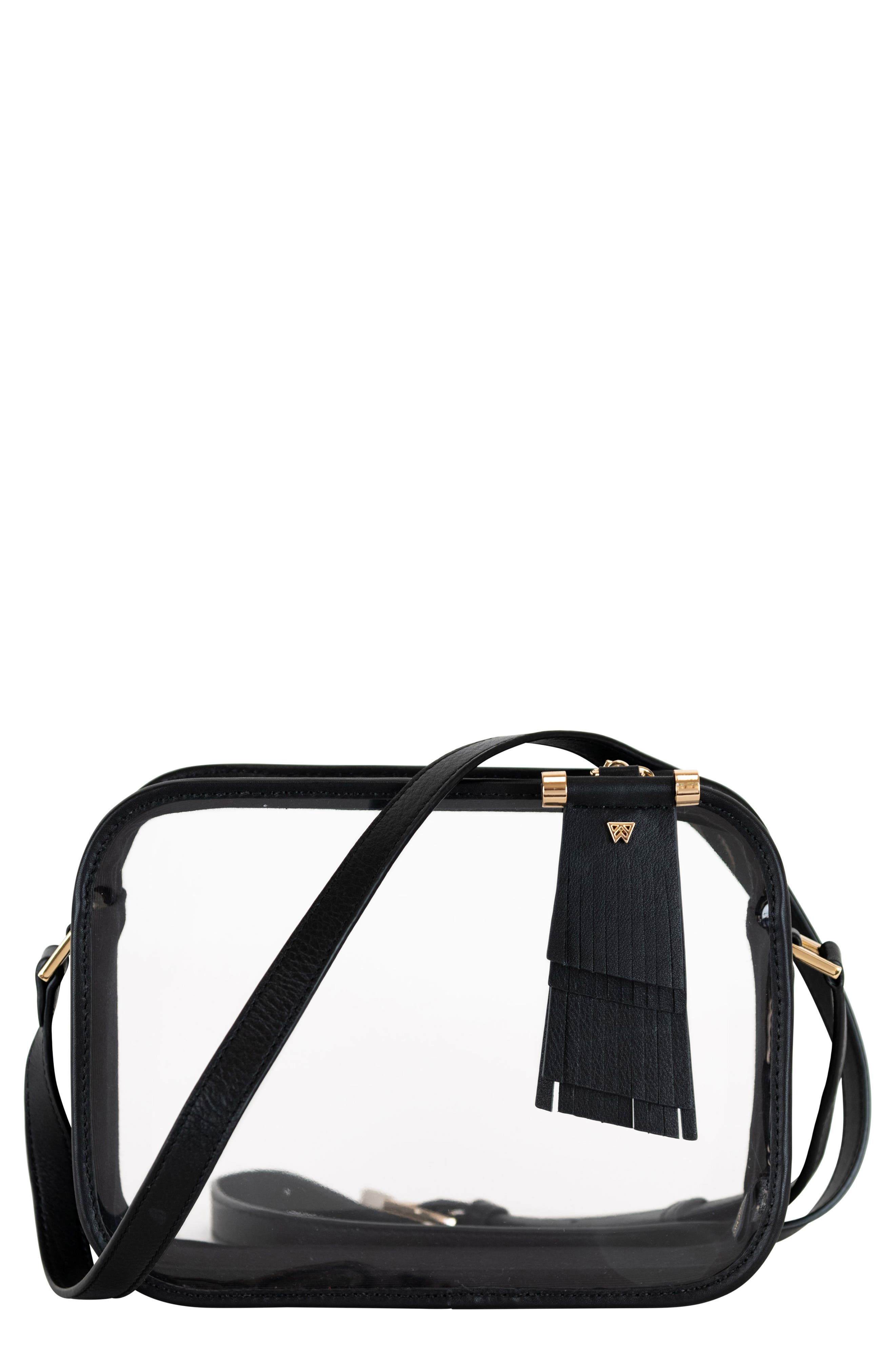 Clear Mingle Mingle Mama Crossbody Bag, Main, color, BLACK WITH BLACK TASSEL