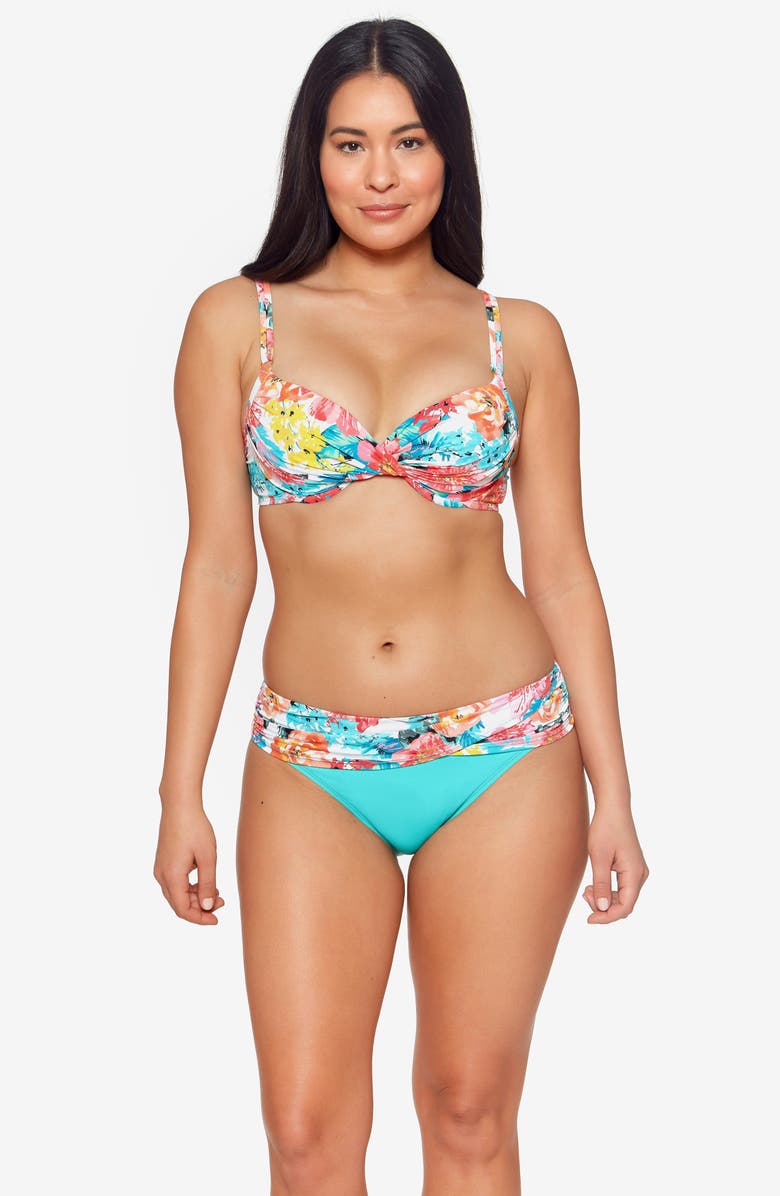 BLEU by Rod Beattie Blooming Chic Twist Front Bikini Top, Alternate, color, 