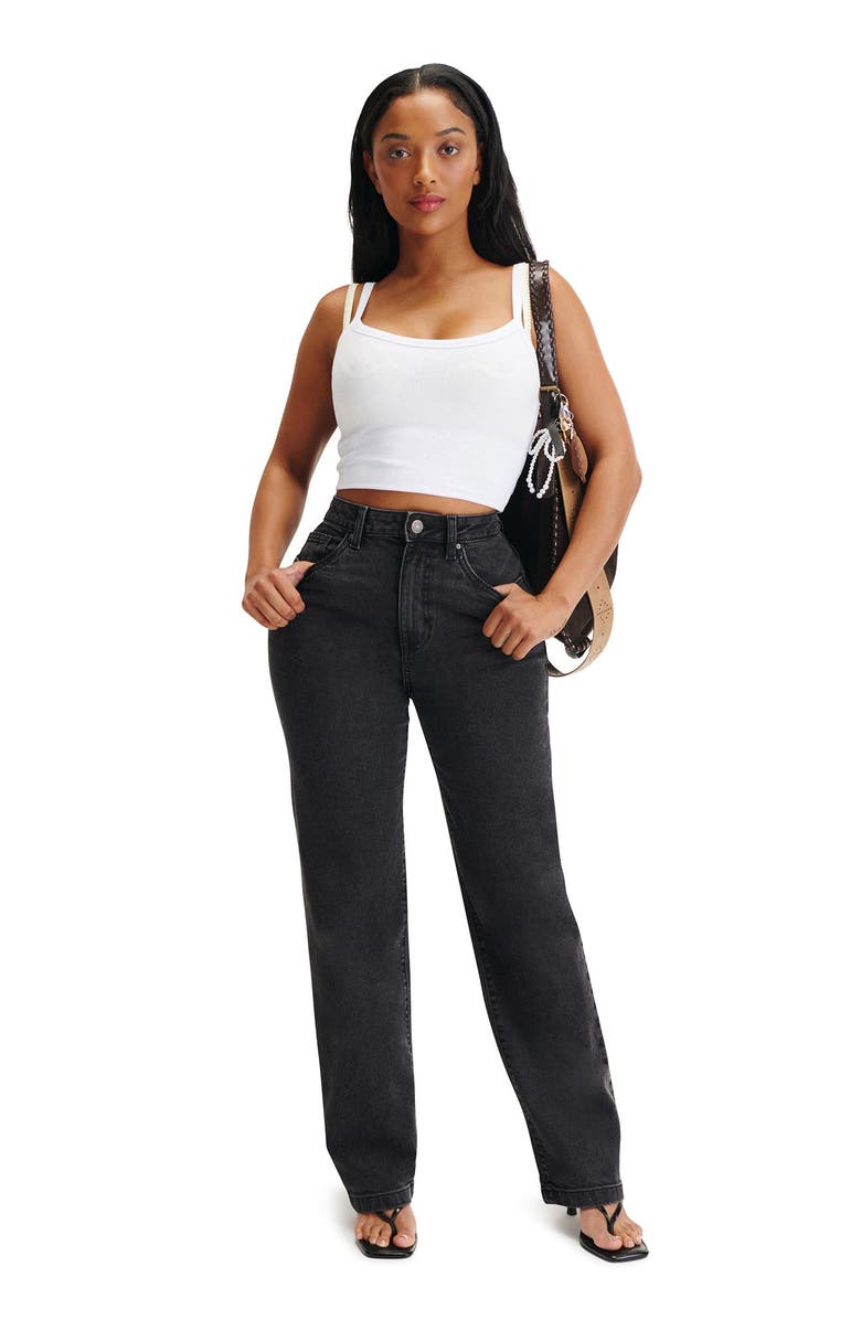 Cotton On Women's Curvy Stretch Straight Jean, Alternate, color, Slate Black