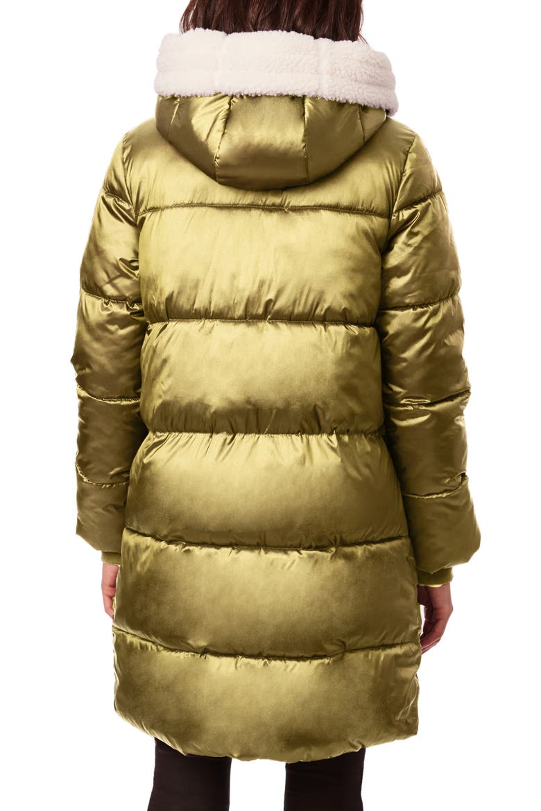 Faux Fur Lined Water Resistant Puffer Jacket, Alternate, color, GOLDN MOSS