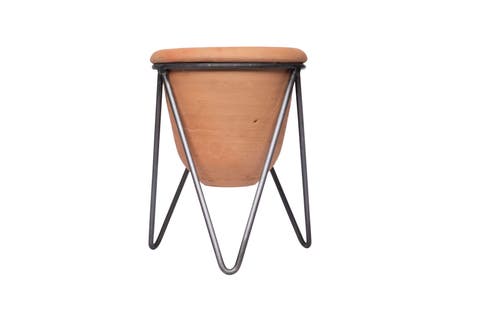Terracotta Pot with Metal Stand (Pot with Stand)