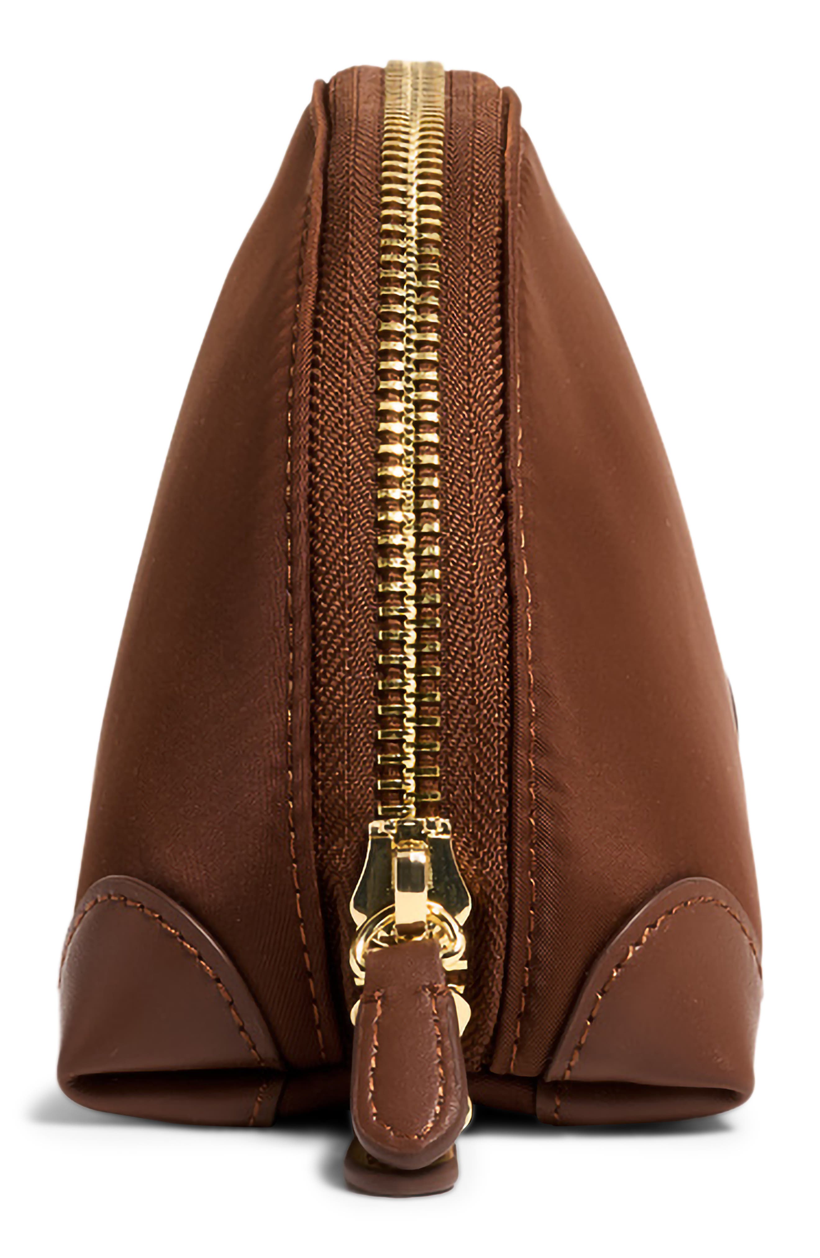 Mini Curved Nylon Pouch, Alternate, color, ESPRESSO