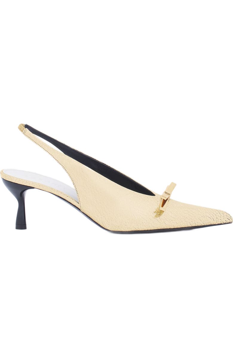 Lanvin BOW SLINGBACK PUMPS IN CRACKLED METALLIC LEATHER, Main, color,