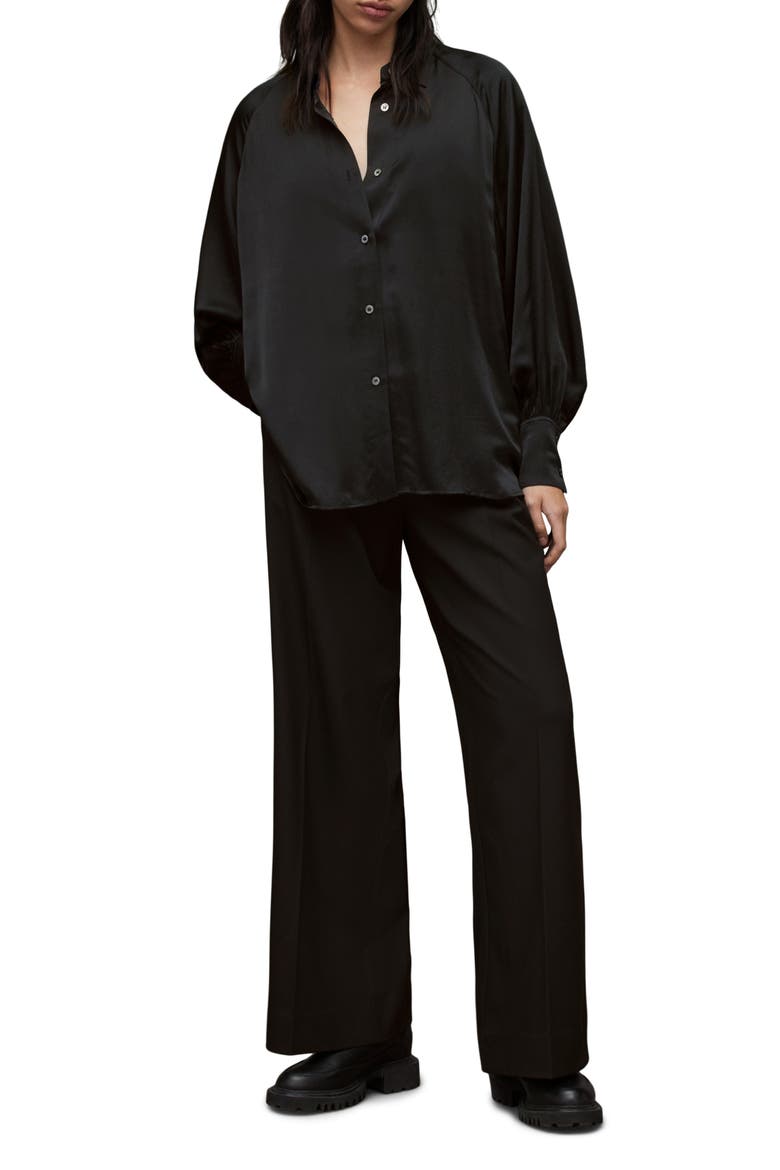 Oana Button-Up Shirt, Alternate, color, BLACK