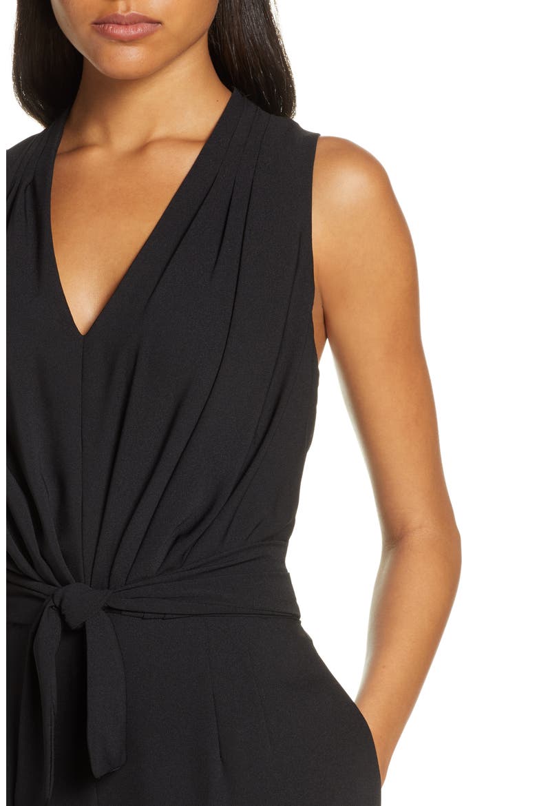 Devin Sleeveless Tie Waist Jumpsuit, Alternate, color, BLACK