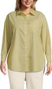 Lands' End Plus Size Oversized No Iron Tunic with Statement Collar Shirt