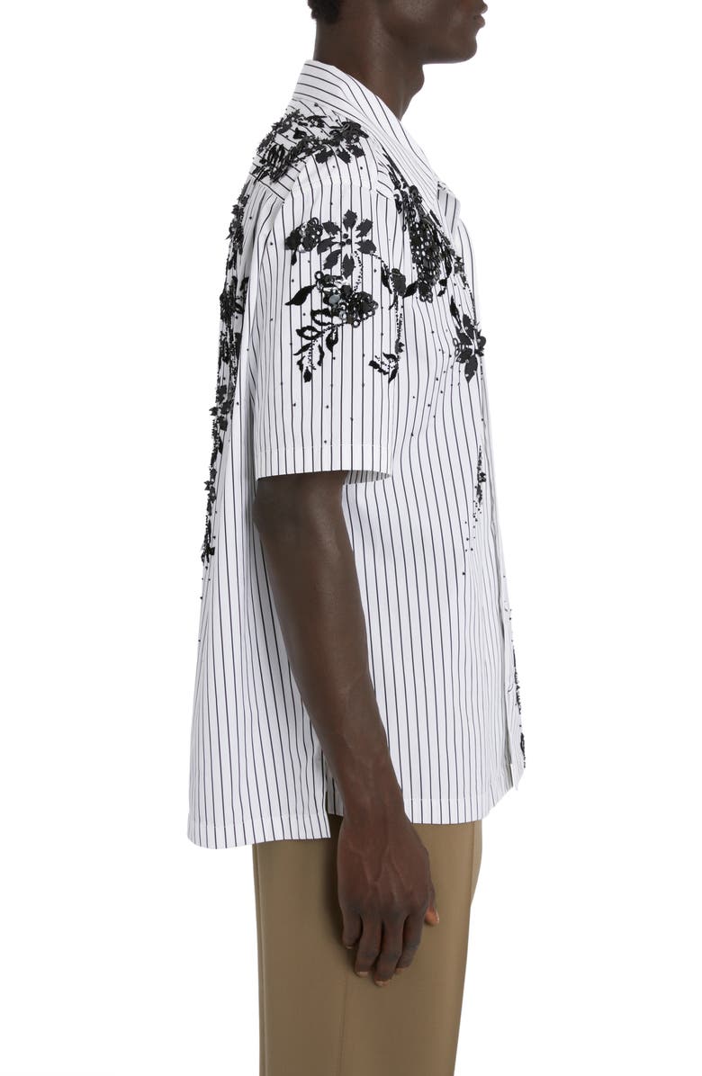 Dolce&Gabbana Floral Stripe Embellished Camp Shirt, Alternate, color, 