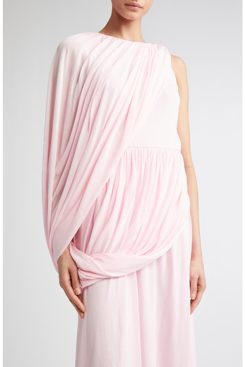 Draped One-Shoulder Gown, Alternate, color, PALE ROSE