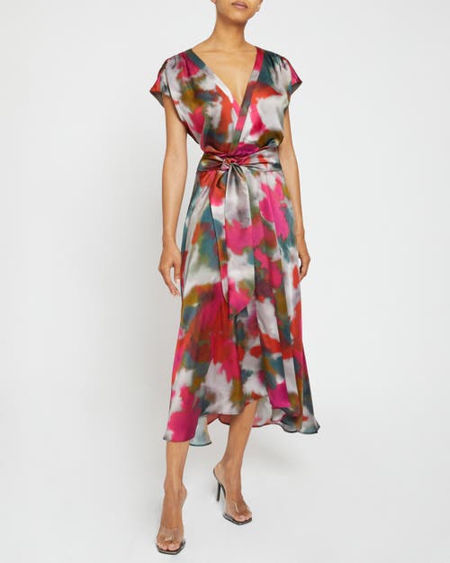 Santorelli Talia Abstract-print Faux Wrap Midi Dress In Sedona Multi