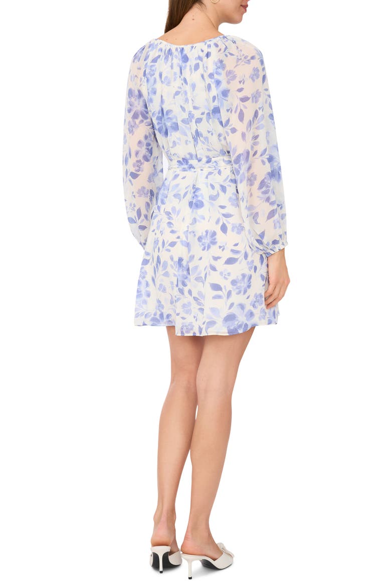Floral Balloon Sleeve Shift Minidress, Alternate, color, NEW IVORY