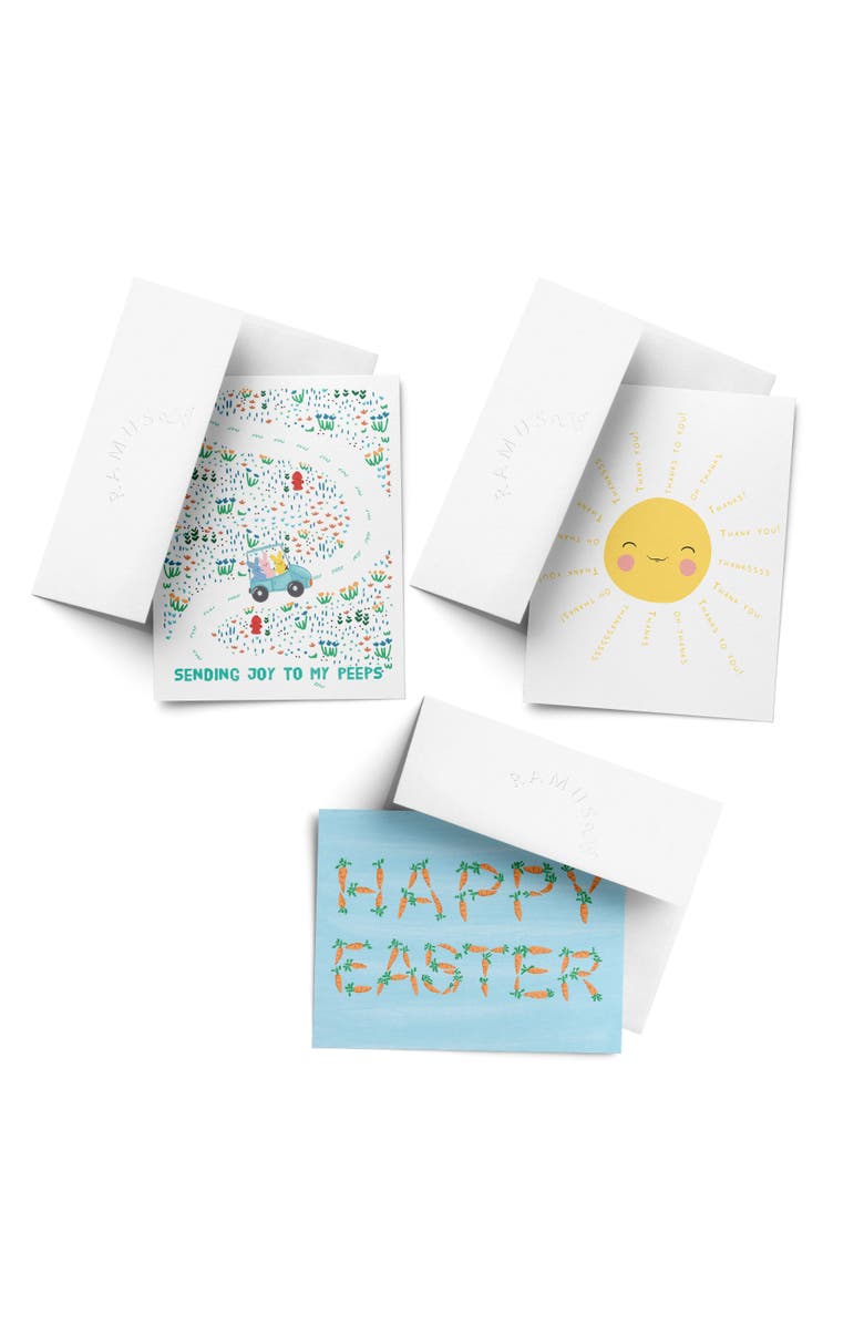 Ramus & Co Easter Assorted Greeting Card Pack (3ct) "Peeps, Easter Carrots, Sunny Thanks", Main, color, Multi-Pack