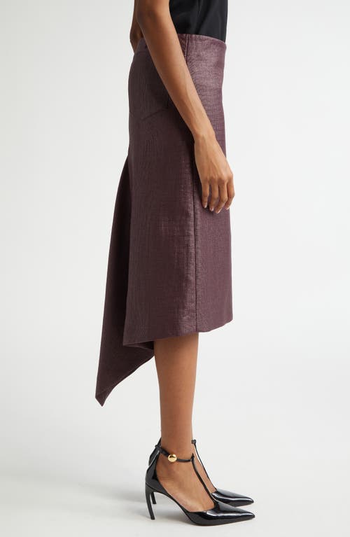 Shop Ferragamo Asymmetric Cascade Detail Skirt In Oxblood